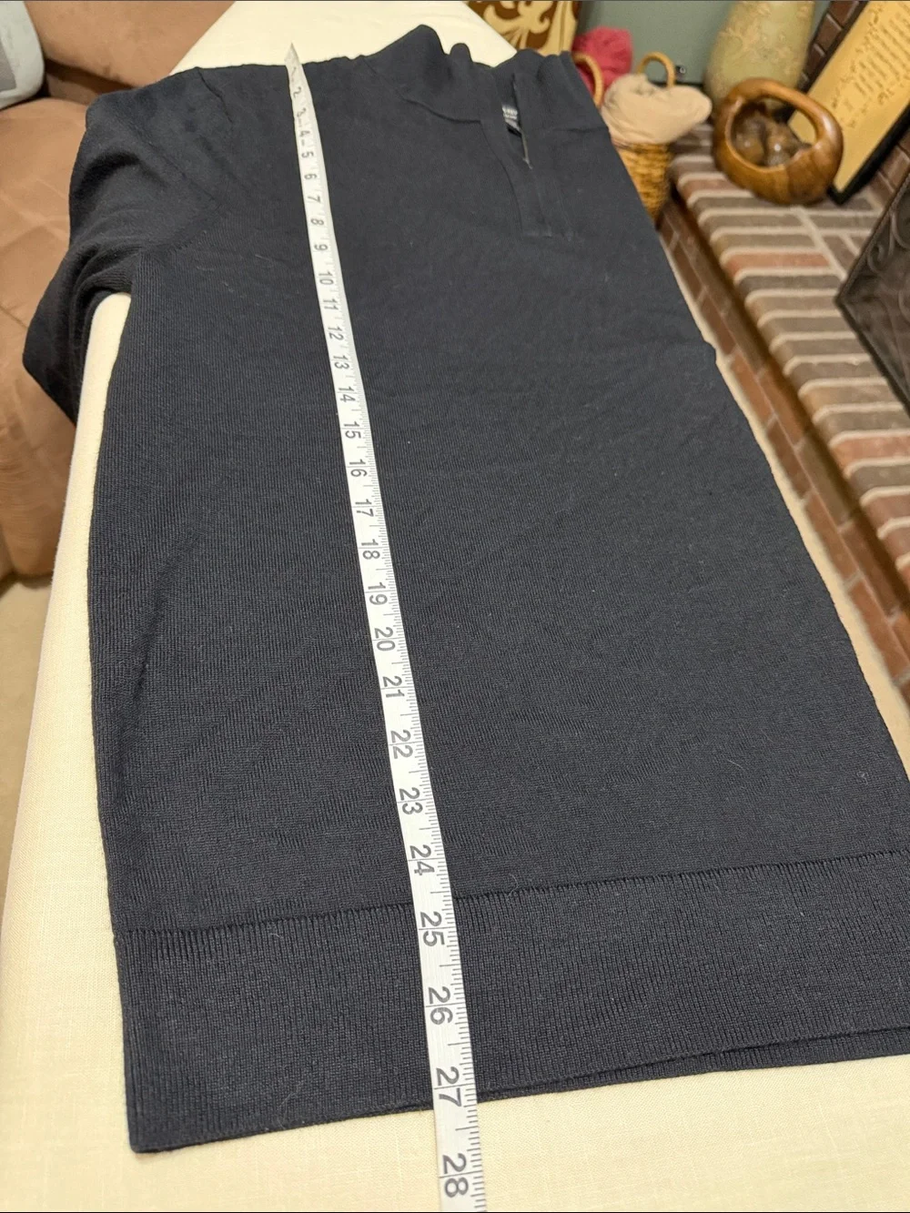 Banana Republic Men's Black Merino Wool 1/4 Zip-Neck Sweater